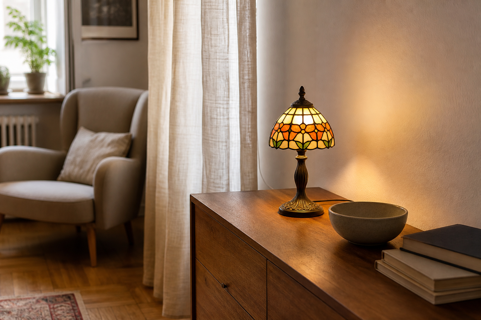 Mała lampa Tiffany: jak wydobyć urok niewielkiego klosza w małym wnętrzu
